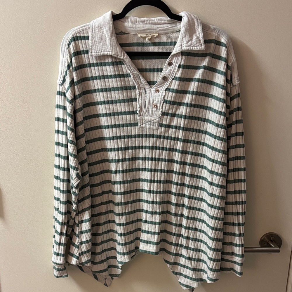Collared Rugby Asymmetrical Hemmed Long Sleeve